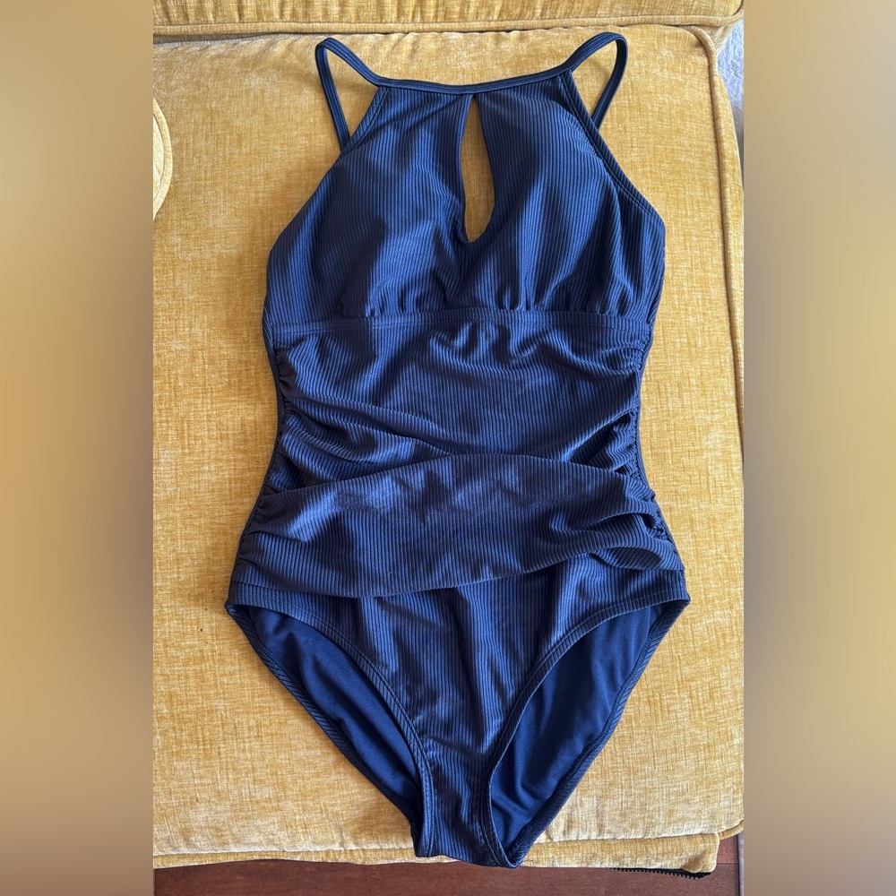 Ellen Tracy Navy Blue One Piece Swimsuit